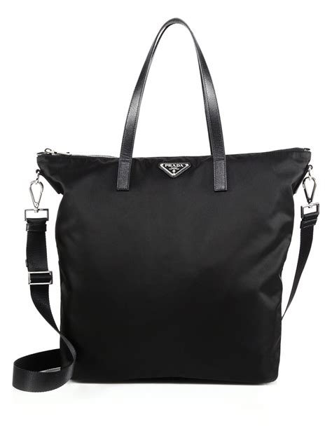 prada black nylon tote top zip|Prada nylon tote bag large.